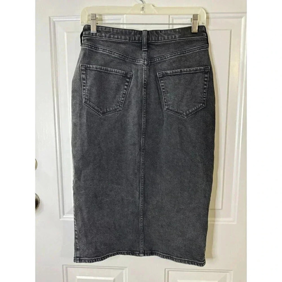 HOLLISTER Womens Black Dark Wash Crossover Skirt Front Slit Size 27 y2k 90' Boho - Picture 2 of 8